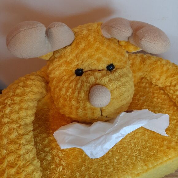 Vintage Plush Moose Tissue Box Holders / Cover Mustard Yellow - Picture 2 of 12